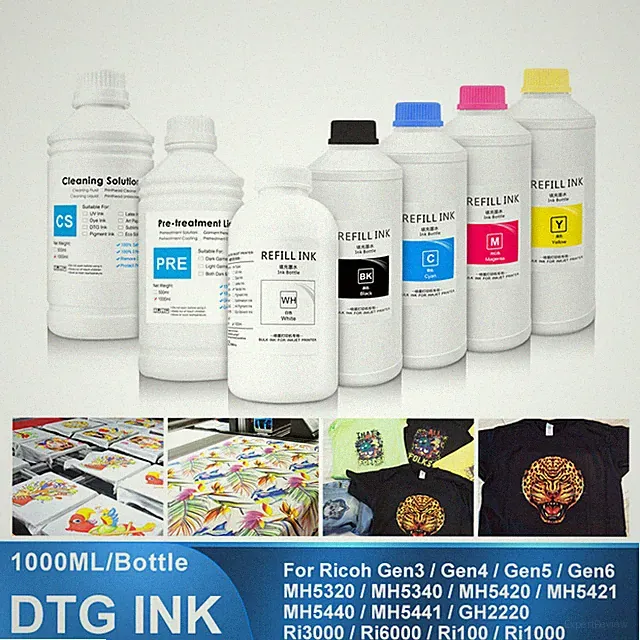 1000ML DTG Textile Ink For Ricoh Gen3 Gen4 Gen5 Gen6 GH2220 Ri3000 Ri6000