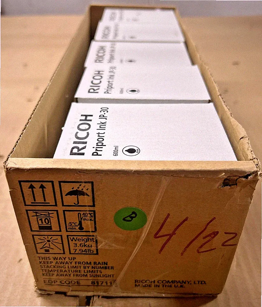 Genuine Ricoh 817113 (JP-30) Black Ink Cartridge - Box of 5 for 1160L / DX3340