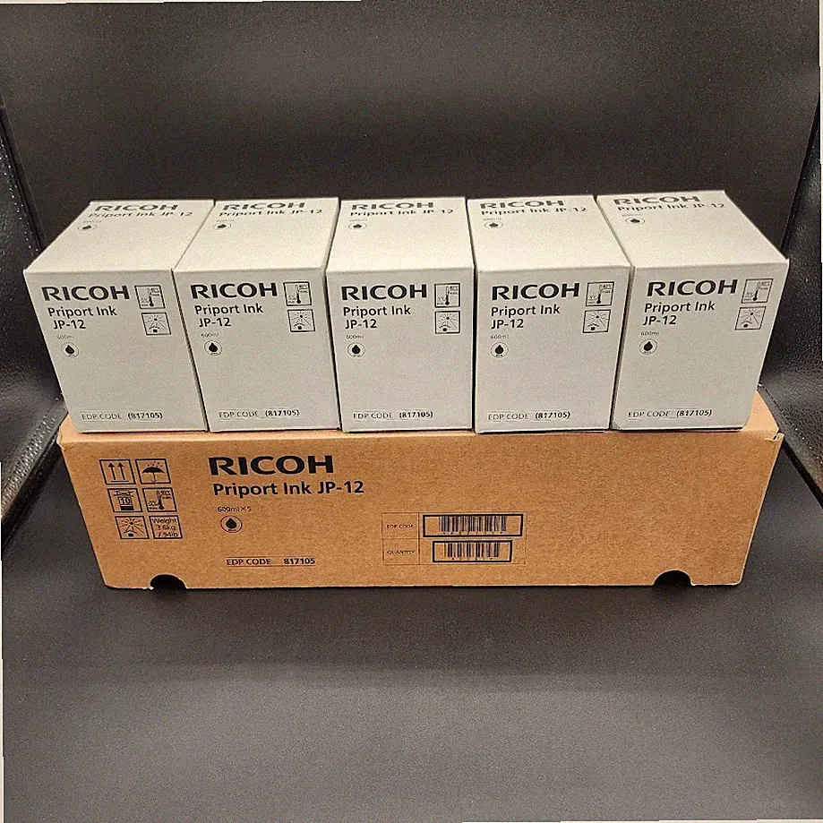 Genuine Ricoh JP-12 Black Priport Ink 817105 Box of 5 for DX3340 JP1230