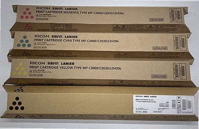 Genuine Ricoh Savin Lanier Toner - Set of 4 - Yellow, Black, Cyan, Magenta - NEW