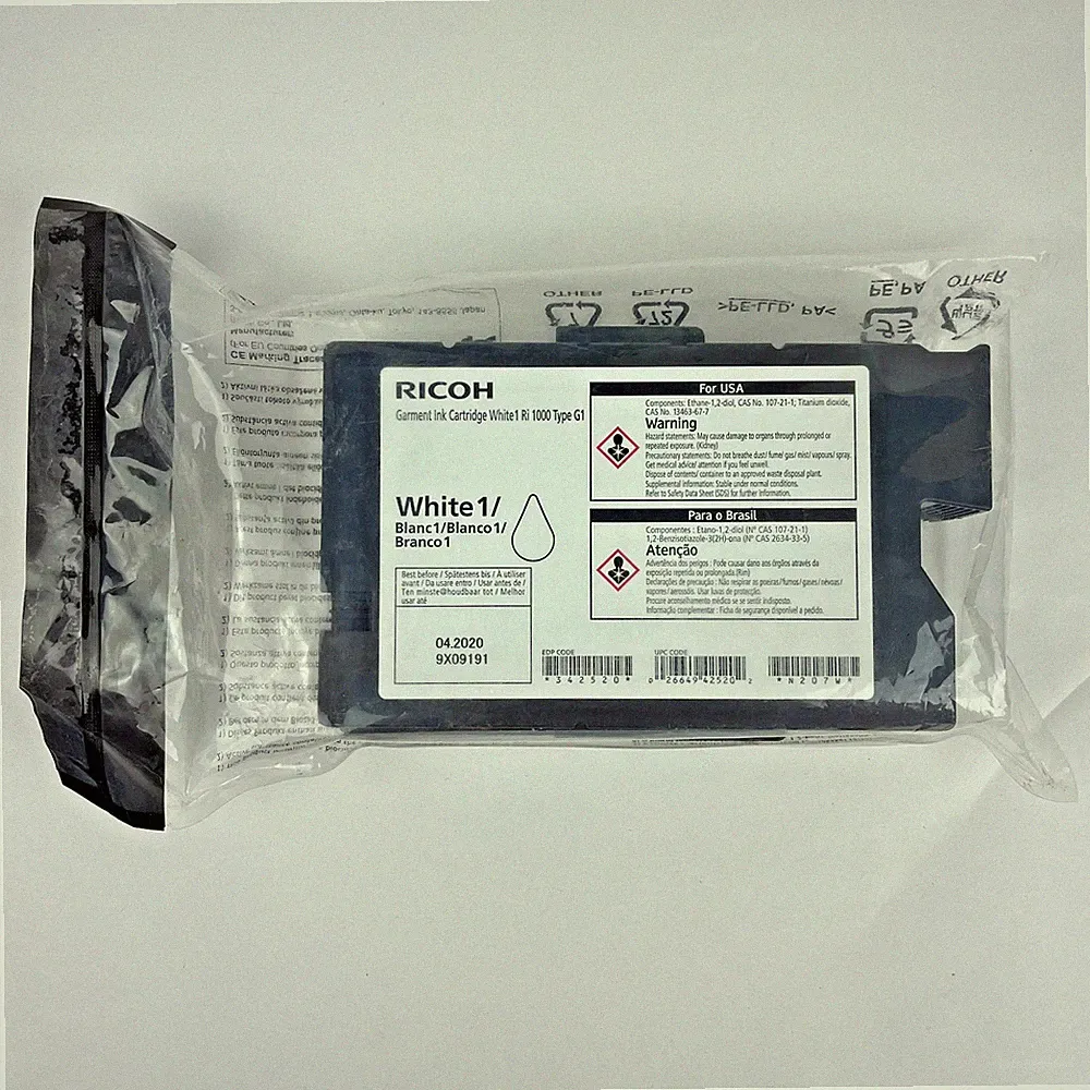 Ricoh Garment Ink Cartridge White Ri 1000 Type G1 New, Sealed, Exp. 4/2020