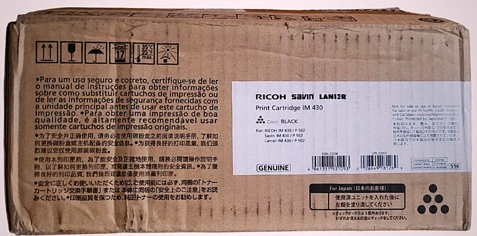 Ricoh Savin Lanier IM 430 IM430 Black Print Cartridge Sealed With Open Box