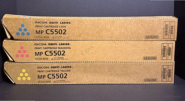 SET OF 3 GENUINE RICOH MP C5502 CYMK TONER PRINT CARTRIDGES